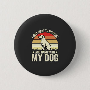 Badge Rond 5 Cm Entraînement avec mon chien Coucher de soleil rétr