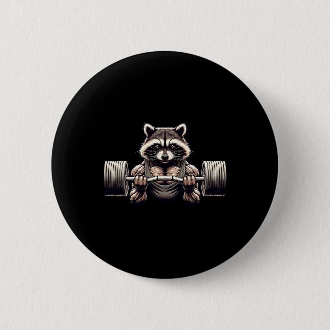 Badge Rond 5 Cm Entraînement de gym pour le Raccoon arraché pour l (Devant)
