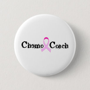 Badge Rond 5 Cm Entraîneur de chimio - cancer du sein rose de