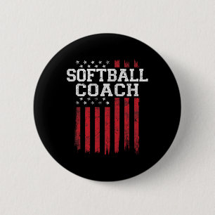Badge Rond 5 Cm Entraîneur de softball fier drapeau américain Usa