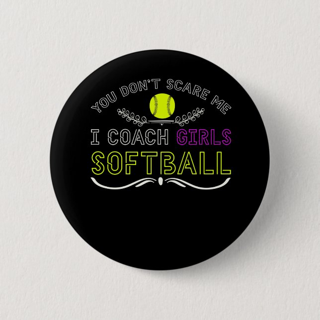 Badge Rond 5 Cm Entraîneur De Softball Filles Amusantes (Devant)