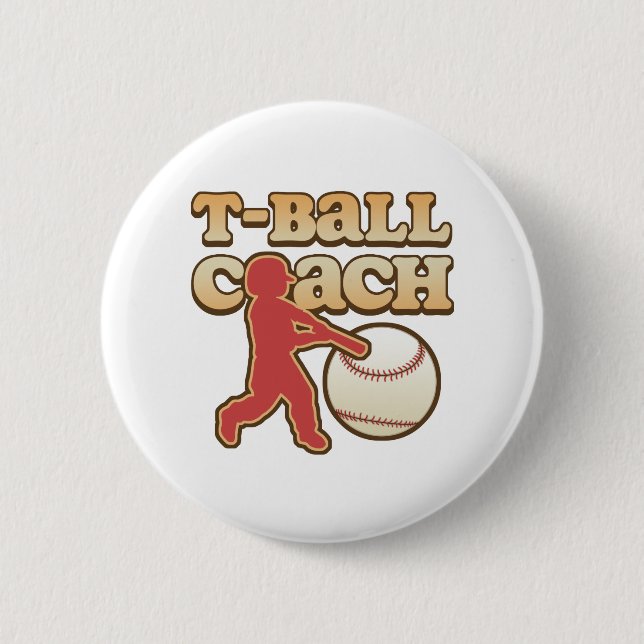 Badge Rond 5 Cm Entraîneur de T-Ball (Devant)