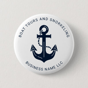 Badge Rond 5 Cm Entreprise d'ancrage bleu marine nautique