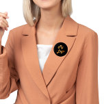 Badge Rond 5 Cm Entreprise d'image de logo personnalisé en or noir<br><div class="desc">Ajoutez votre propre logo d'entreprise. Arrière - plan de couleur noire. Parfait pour promouvoir votre entreprise et votre marque</div>