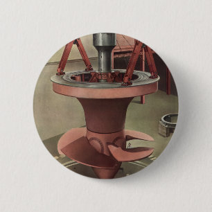 Badge Rond 5 Cm Entreprise Vintage, Énergie de Turbine à Eau Géant