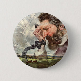 Badge Rond 5 Cm Entreprise Vintage, Téléphone d'Alexander Graham B
