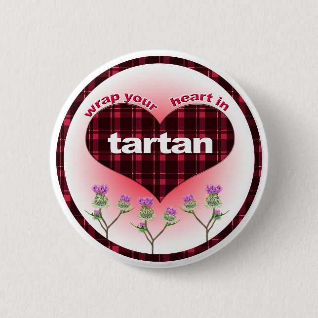Badge Rond 5 Cm Enveloppez votre coeur dans le tartan (Devant)