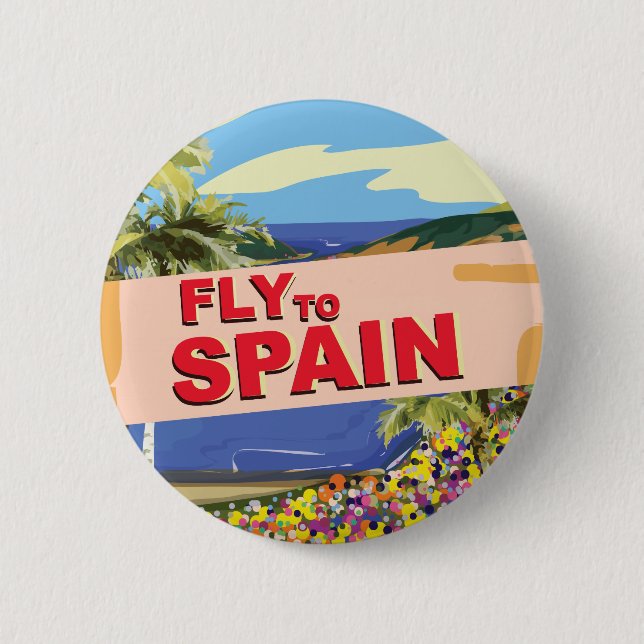 Badge Rond 5 Cm Envolez-vous pour l'Espagne (Devant)