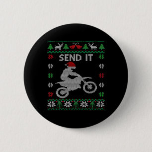 Badge Rond 5 Cm Envoyer Idée Vélo Riding Père Noël Motocross Ugly 
