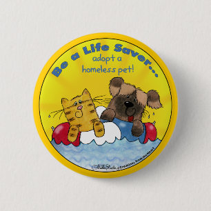 Badge Rond 5 Cm Épargne de vie - Adopter des animaux sans abri
