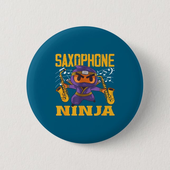 Badge Rond 5 Cm Epic Saxophonist Ninja Saxophone (Devant)