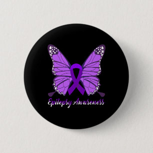 Badge Rond 5 Cm Epileps de ruban violet de papillon de sensibilisa