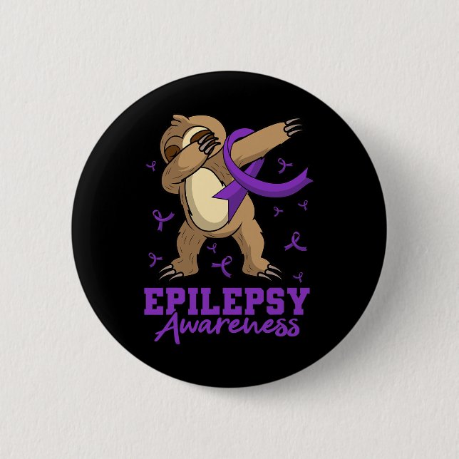 Badge Rond 5 Cm Epilepsie Connaissance Sloth Dabbing Epileptiques (Devant)