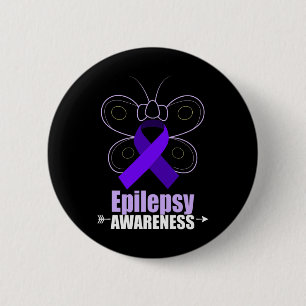 Badge Rond 5 Cm Épilepsie de papillon Épilepsie de ruban Décerbate