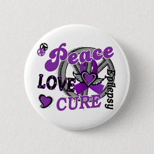 Badge Rond 5 Cm Épilepsie du traitement 2 d'amour de paix