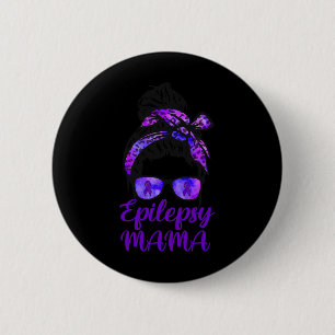 Badge Rond 5 Cm Epilepsie Mama Messy Bun Cheveux Gles Bandana Purp