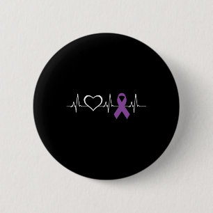 Badge Rond 5 Cm Epilepsie Sensibilisation Coeur bit Ruban