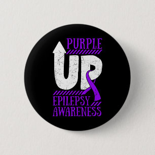 Badge Rond 5 Cm Epilepsy Warrior Day Epileptic Ribbon Epilepsia Pu