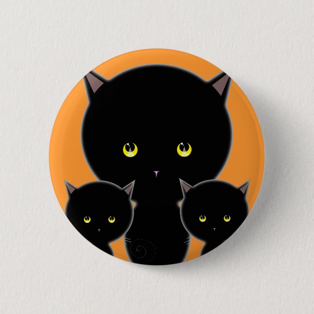 Badge Rond 5 Cm Épingle à bouton de chat d'Halloween (Devant)