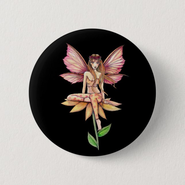 Badge Rond 5 Cm Épingle à bouton de fée des fleurs (Devant)