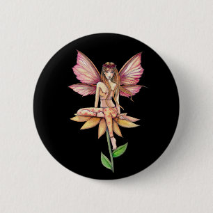 Badge Rond 5 Cm Épingle à bouton de fée des fleurs