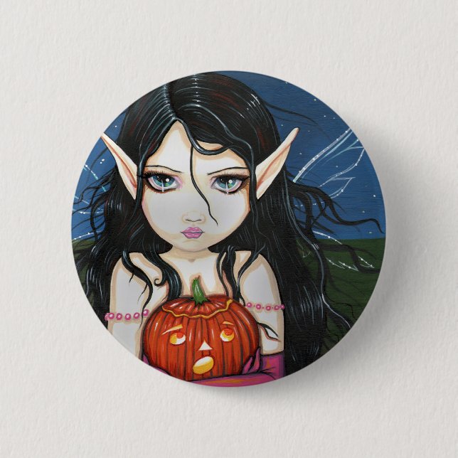 Badge Rond 5 Cm Épingle à bouton Fée Gothique Halloween (Devant)