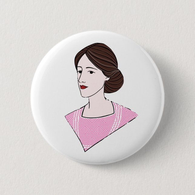 Badge Rond 5 Cm Épingle à boutons Virginia Woolf (Devant)