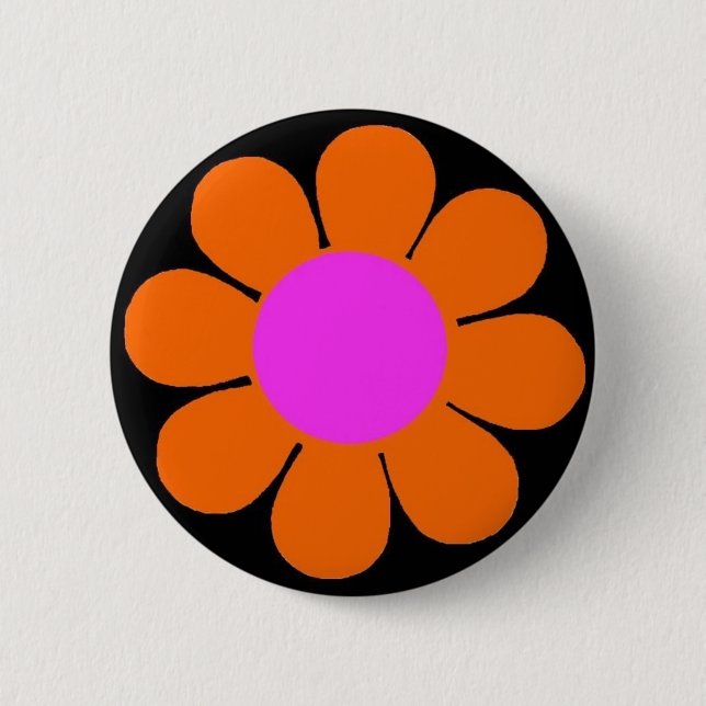 Badge Rond 5 Cm Épingle à fleurs des années 60 (Devant)