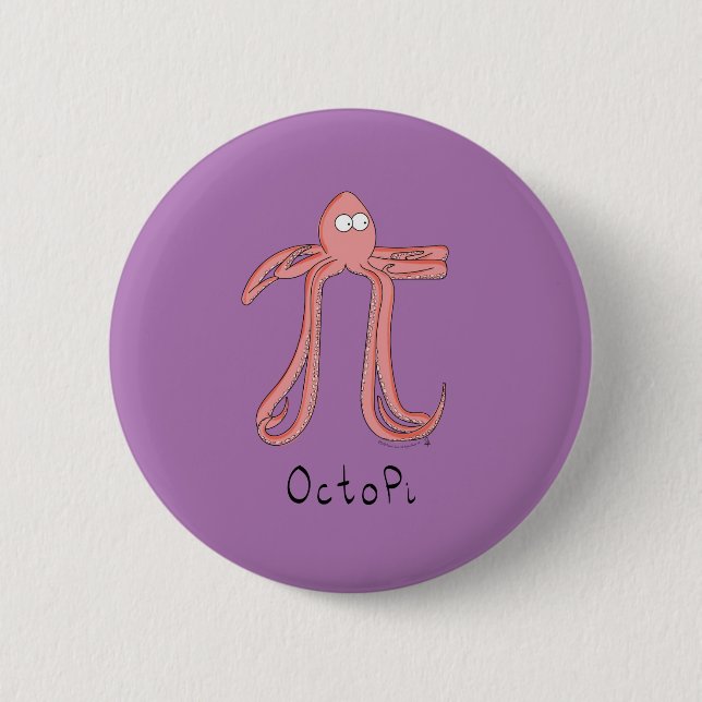 Badge Rond 5 Cm Épingle Bouton Pi Jour Math Cute Octopus (Devant)