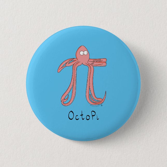 Badge Rond 5 Cm Épingle Bouton Pi Jour Math Cute Octopus (Devant)
