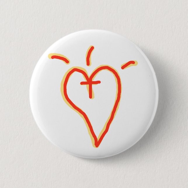 Badge Rond 5 Cm Épingle cardiaque croisée (Devant)