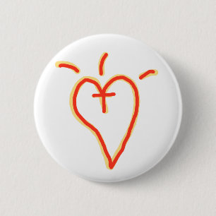 Badge Rond 5 Cm Épingle cardiaque croisée