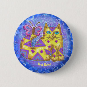Badge Rond 5 Cm épingle chat diamant
