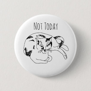 Badge Rond 5 Cm Épingle Chat – Pas aujourd'hui. Dessin minimaliste