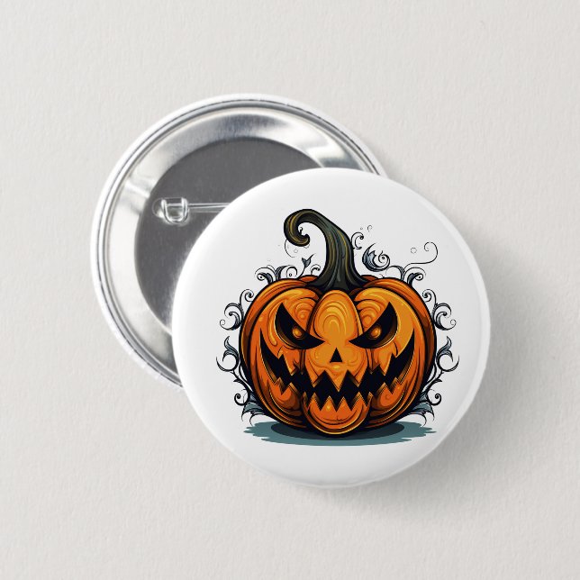 Badge Rond 5 Cm Épingle Citrouille d'Halloween (Devant & derrière)
