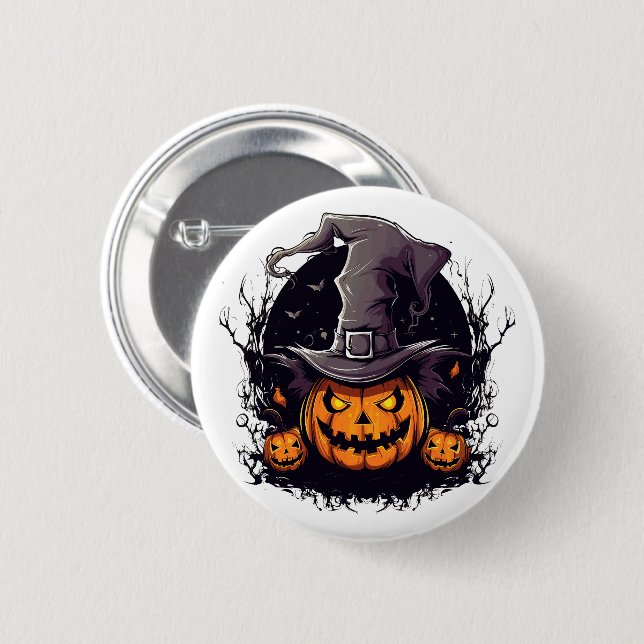 Badge Rond 5 Cm Épingle Citrouille d'Halloween (Devant & derrière)