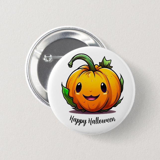 Badge Rond 5 Cm Épingle Citrouille d'Halloween (Devant & derrière)