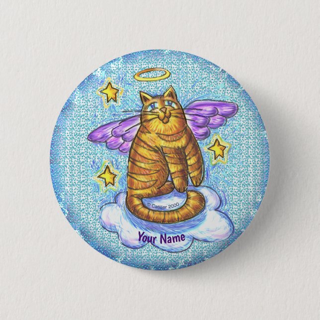 Badge Rond 5 Cm épingle d'ange de chat ramboé (Devant)