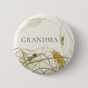 Badge Rond 5 Cm Épingle de Bébéshower de la Famille Sauterelle Bot
