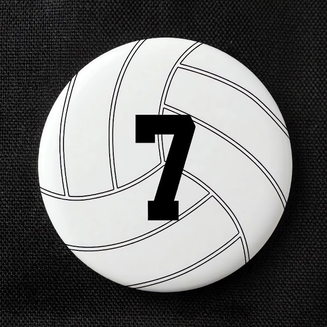 Badge Rond 5 Cm Épingle de bouton rond de volley-ball du numéro de (Personalized volleyball round button with custom jersey number or text. Great for volleyball teams.)