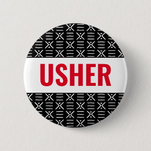 Badge Rond 5 Cm Épingle de bouton Usher ou Nom sur le tissu de bou
