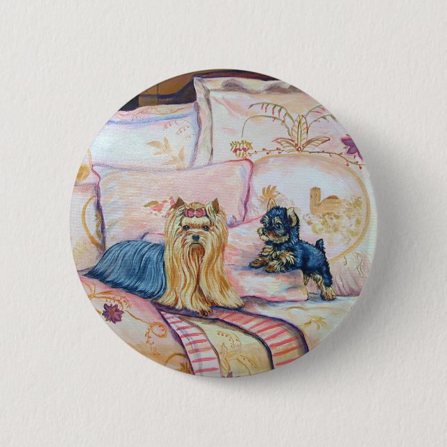 Badge Rond 5 Cm Épingle de boutons du Yorkshire Terrier (Devant)
