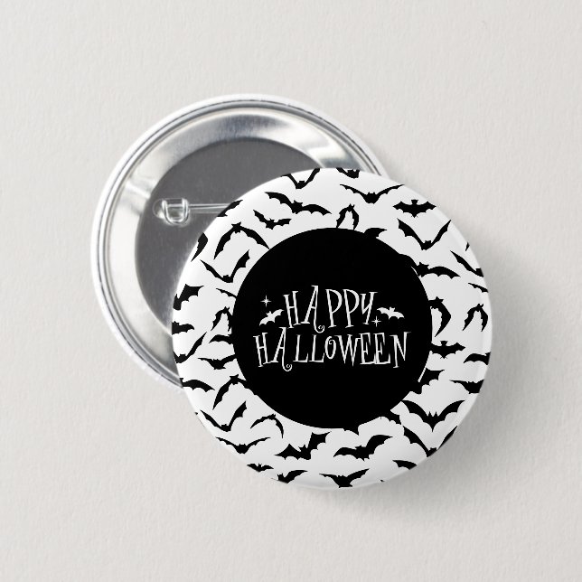 Badge Rond 5 Cm Épingle de chauves-souris d'Halloween (Devant & derrière)