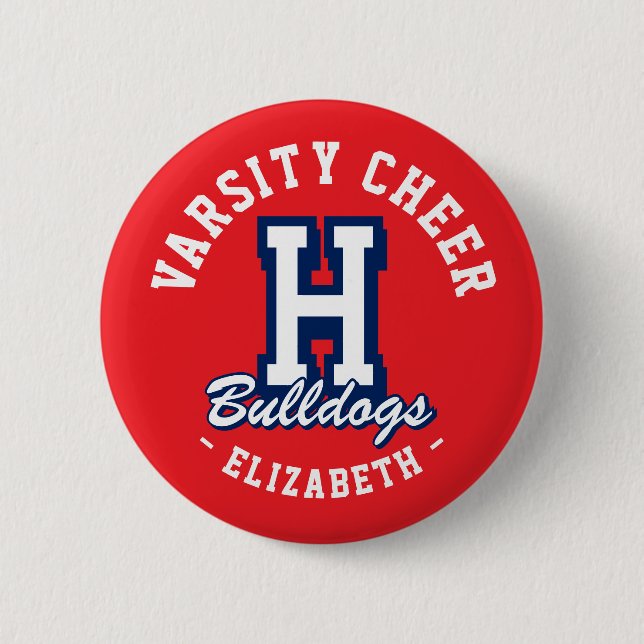 Badge Rond 5 Cm Épingle de Cheerleading Universitaire à Nom Person (Devant)
