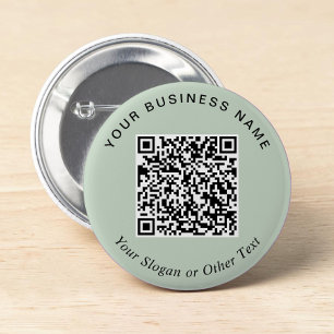 Badge Rond 5 Cm Épingle de code QR vert sage pour entreprise promo