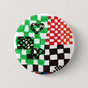 Badge Rond 5 Cm Épingle de Coussin de Cœur Fou