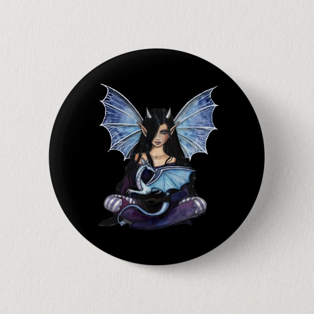 Badge Rond 5 Cm Épingle de dragon de fée gothique, bouton par Moll (Devant)
