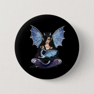 Badge Rond 5 Cm Épingle de dragon de fée gothique, bouton par Moll