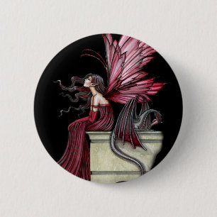Badge Rond 5 Cm Épingle de dragon féerique gothique, bouton