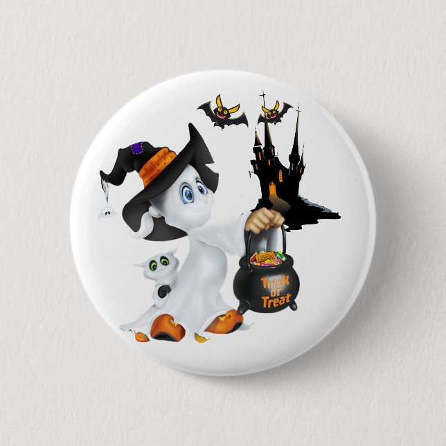 Badge Rond 5 Cm Épingle de fantôme d'Halloween (Devant)